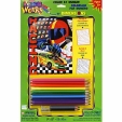 Раскраска по номерам "Гонки", цветными карандашами для раскрашивания, 12 карандашей, точилка инфо 2457j.