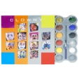 Краски для карнавалов и клоунад "Clowny", 12 цветов красок, кисточка, инструкция с примерами инфо 13297a.