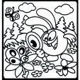 Бархатная раскраска "Смешарики: Крош и бабочка" 23 см х 22 см инфо 13676b.